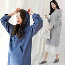 퍼스트클로 미니쭈리 베이직 오버핏 캐주얼 옆트임 롱후드 원피스_GD9990