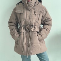 여자 패딩자켓 여성 오버핏 패딩점퍼 후드 하프자켓 아우터 3컬러