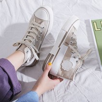 묘먀미 빈티지 패치 여자 하이탑 캔버스 스니커즈