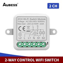 Tuya Wifi 미니 스마트 모니터 스위치 10A 지원 2 방향 제어 타이머 무선 홈 Alexa Google Yandex, 02 2 Gang