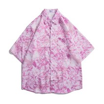 M-3XL 여름남성 트렌드 올매치 루즈하고 편안한 플라워 반팔 셔츠3326