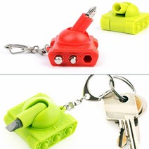 socean 손잡이 미니 드라이버 세트키링 도라이바 열쇠고리 미니 공구 열쇠걸이 탱크 모양 핸들 휴대용 툴 팩 십자