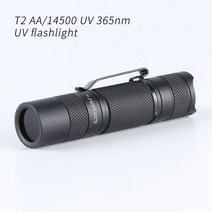 초강력 led 고휘도 미니 휴대용 충전식 캠핑 손전등 후레쉬 렌턴 작업등 Convoy T2 UV 365nm 자외선 AA14500 배터리 버전 토치 조명 플래시 라이트