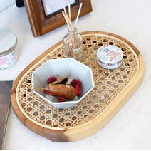 손님상 차 초대상 트레이 예쁜 쟁반 라탄 플레이트 커피 카페 다과, 대