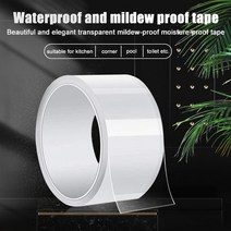 투명 테이프 주방 싱크 방수 투명 테이프 나노 곰팡이 강한 자체 접착 수영장 물 씰 욕실 갭 스트립 실리콘 스티커, 50mm, 투명한, 10m