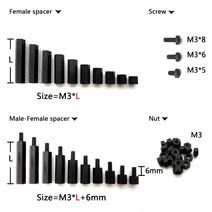 검정색 플라스틱 나일론 스탠드오프 M3 M3x5/10/20/25/30 + 6mm 육각 기둥 지지대 암수 스페이서 필립스 호, 10 Male Female M3X30mm