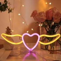 네온사인 조명 diy 키트 줄조명 감성 LED 가지 네온 사인 빛 바 스낵 가게 장식 주스 편지 네온 램프 크리스마스 벽 장식 생일 홈 장식, 하트 플라이 옐로우