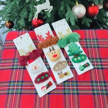 [크리스마스 선물추천]스몰기프트 헤어핀 4p(세트)/크리스마스장식/소품/파티용품/홈파티/연말파티/크리스마스이벤트/크리스마스선물/호캉스/헤어핀/머리띠