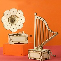 DIY 오르골 만들기 키트 우드 나무 오르골 방과후 수업 교구, 축음기