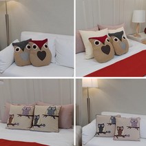생활애 패브릭 부엉이 쿠선/쇼파 등받이 방석 쿠션 K, 04_부엉이 사각쿠션(다크블루)