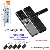 Diosso 생체 인식 전자 도어락 디지털 블랙 스마트 잠금 Tuya 앱 원격 잠금 해제 키리스 잠금 지문 도어락 RH05, 23.4085 - SILIVER