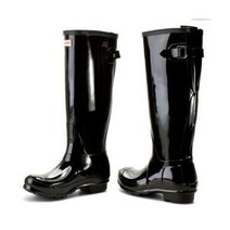 헌터 레인부츠 Hunter 여성 Original Tall Gloss Rain Boots - Black Glossy Size 9