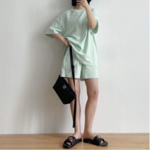 오너클랜 컬러 영문 레터링 반팔 반바지 여자 트레이닝복 세트