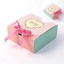리본 선물상자 10p세트 11.5cm 민트 떡포장용기 쿠키용기 고급쇼핑백 떡포장박스 선물포장상자 투명창상자 컬러박