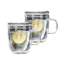 리빙나인 1+1세트 홈카페 이중유리머그컵 475ml(뚜껑포함), 2개, 단일