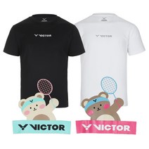 빅터 티셔츠 남녀공용 배드민턴상의 V223RT-5327U 블랙/화이트