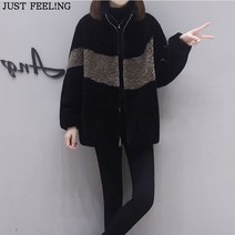 JUST FEEL!NG 여성 양털 뽀글이 도톰 캐주얼 후리스 자켓 빅사이즈 겨울 블랙 잠바 점퍼