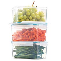 Komax Biokips Large Food Storage Container 81oz. (set of 3) - Airtight Leakproof With Locking Lids