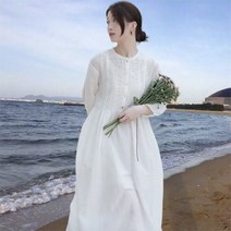 투룩 에스닉 쟈가드 패턴 레이스 펀칭 핀턱 가을 하객 원피스 2color