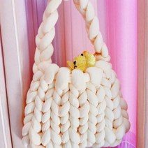 뜨개질실 두꺼운 양모 DIY 왕모찌실 가방 털실, 벨벳 표면-핑크