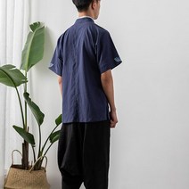 얇은 자수 도포 삼베옷 면마소재 남성 계량 생활한복 여름법복 개량 사물놀이복