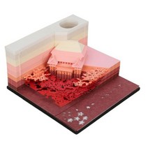 일본 건물 미니어쳐 Omoshiroi 블록 3D 메모장 160 매 트리 하우스 Led 메모 패드 스티커 Diy 미니어처 북마크 웨딩 게스트 선물, 80X80X45mm, CHINA, Kiyomizu Temple