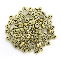 J 알파벳금속비즈 원형금색 7mm 20g 대략180개입