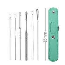 창문형환풍기 천장환풍기 스테인레스 스틸 이어픽 세트 귀 Vax 리무버 양방향 나선형 청소 도구 큐렛 스, 07 6 pcs with green bag