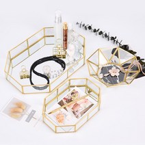 클레이쇼핑 골드 미러 팔각 트레이(3종) 골드미러이 골드트레이 인테리어 화장품, 단일옵션