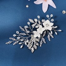 웨딩헤어핀 셀프 웨딩 혼주머리 뒤꽂이 헤어 수제 세라믹 꽃 클립 보석 여성 스탈 신부 파티