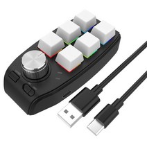 RGB 매크로 키보드 게임 6 키 1 볼륨 노브 한 손 기계식 키패드 레드 스위치 windows용 핫 스왑 복사 붙여 넣기 지원, [04] Wireless White