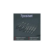 속눈썹테이프 미세 수술 기구 12 5cm 가위 바늘 홀더 핀셋, 7pcs