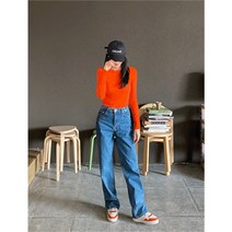 옷짱문 옷짱문 4계절용 루즈핏 코지 중청 데님 (9683033)