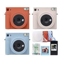 인스탁스 스퀘어 SQ1 폴라로이드+전용가방+필름10장+선물SET, 초코 화이트+선물SET, 필름 10매+가죽케이스[오렌지]