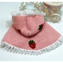 새 개 옷 따뜻한 레이스 케이프 애완 동물 옷 Bichon Schnauzer 코튼 코트 케이프 딸기 코트 디자이너 개, 01 Pink strawberry_03 L