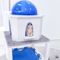 퍼르르펙트 고양이 원목 캣타워 산토리니 언덕위의 집 자작나무 고무나무, 언덕위의집_화이트, 해먹_화이트, .