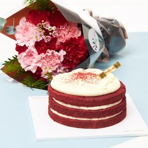 유어버스데이 뚜레쥬르 레드벨벳케익+카네이션레드다발[어버이날 카네이션]