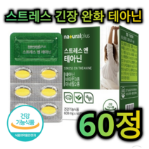 스트레스 긴장 완화 영양제 테아닌 60정 1개월분 비타민 미네랄 마그네슘 아연 불안 감소 집중 인지 력 증가 혈압 감소 조절 수면 도움 두 뇌 건강 중년 직장인 주부 학생, 60정 (1개월분)