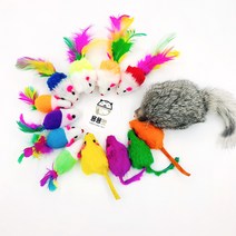 용용펫(허차허차)고양이 쥐돌이 13종 쥐가족세트 (깃털 쥐돌이A 4개+ 토끼털쥐돌이 B 4개+깃털 쥐돌이 K 4개+큰토끼 털 쥐돌이F 1개) 색상 랜덤 발송