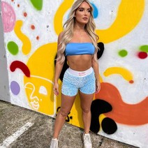 스팽글 여성 미니 반바지 솔리드 하이 웨스트 바이커 여름 운동 Activewear 스트리트 Y2K 스타일 바지