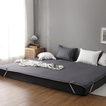 [아이닉스] 순면 누빔 패밀리침대 패드 270 x 200(SS+K), 색상:네이비