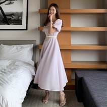 악녀일기 / [당일발송] 여성 여름 하트퍼프 플레어 롱원피스