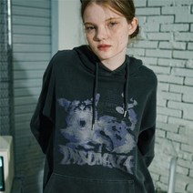 [천삼백케이] [꼼파뇨] 인썸니아 피그먼트 후드티 (스모크블랙)