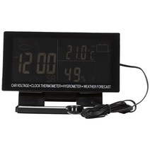 4 in 1 디지털 자동차 온도계 습도계 DC 12V LCD 차량 전압 시계 일기 예보 온도 습도 측정기 EC60, 하나, 검은 색