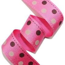 리본벨리 2도 골직 땡땡이 15mm/25mm 16yd 선물 포장 리본 공예 DIY, 25mm, 체리