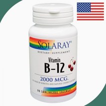 [Solaray] 솔라레이 비타민B 비타민B군 Vitamin 12 Promote 헬시 Nerve Function 2000 MCG 체리 90 로젠지