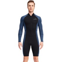 서핑 스쿠버다이빙 다이버 웻슈트 드라이슈트 1.5mm 네오프렌 shorty 망 잠수복 uv 증거 전면 지퍼 라이크라 긴 소매 수중 스노클링 수영, 푸른, xxl