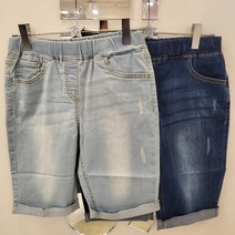 더데이걸 산본점 22년**여름신상30%세일**스판력 짱짱!!!# 허리 밴딩이라 활동하기 편해 데일리로 입기 좋은 5부 데님 반바지 #한치수크게 주문하세요~~