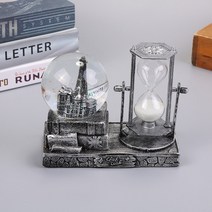 크리스탈 볼 모래 시계 시계 물 레트로 에펠 타워 퀵샌드 빛나는 스노우볼 유리 공 탁상 장식, 7.silver A