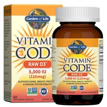 Garden of Life Vitamin Code Raw D3 Vegetarian Capsules 가든오브라이프 비타민 코드 비타민D 5000 IU (125mcg) 60베지캡슐, 1개, 60정